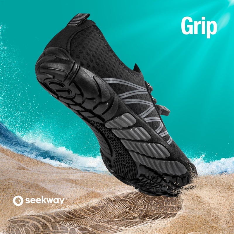 SEEKWAY Water Shoes Sports Quick-Dry Barefoot Aqua Beach Pool Lake Swim Boating Hiking Surfing Men Women 406-Black SP001 - Image 5